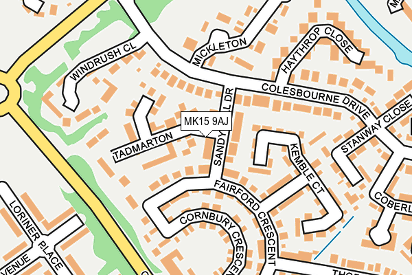 MK15 9AJ map - OS OpenMap – Local (Ordnance Survey)