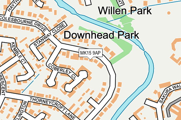 MK15 9AP map - OS OpenMap – Local (Ordnance Survey)