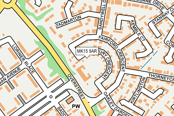 MK15 9AR map - OS OpenMap – Local (Ordnance Survey)