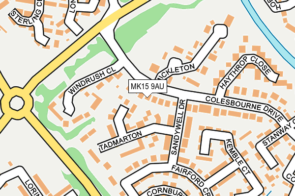 MK15 9AU map - OS OpenMap – Local (Ordnance Survey)