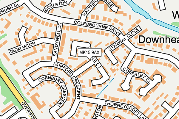 MK15 9AX map - OS OpenMap – Local (Ordnance Survey)