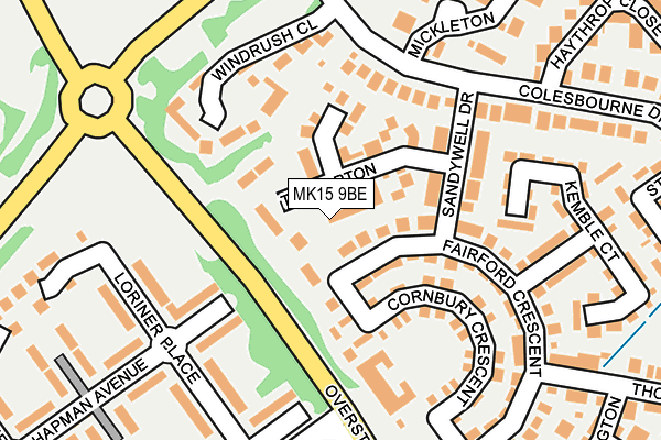 MK15 9BE map - OS OpenMap – Local (Ordnance Survey)