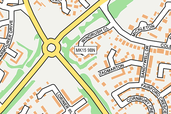 MK15 9BN map - OS OpenMap – Local (Ordnance Survey)