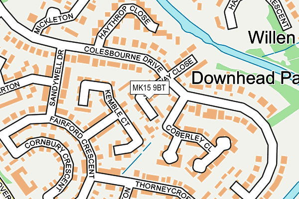 MK15 9BT map - OS OpenMap – Local (Ordnance Survey)