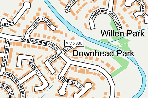 MK15 9BU map - OS OpenMap – Local (Ordnance Survey)