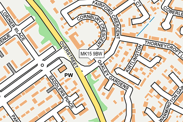 MK15 9BW map - OS OpenMap – Local (Ordnance Survey)