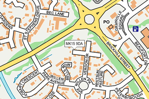 MK15 9DA map - OS OpenMap – Local (Ordnance Survey)