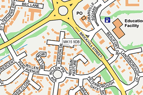 MK15 9DB map - OS OpenMap – Local (Ordnance Survey)