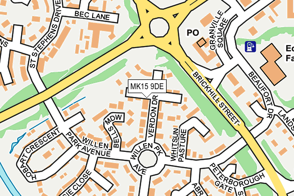 MK15 9DE map - OS OpenMap – Local (Ordnance Survey)