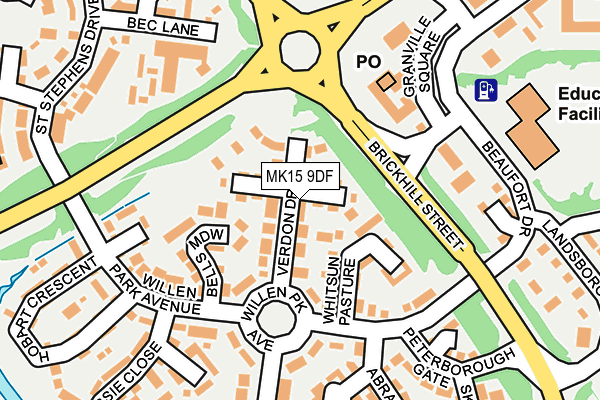 MK15 9DF map - OS OpenMap – Local (Ordnance Survey)