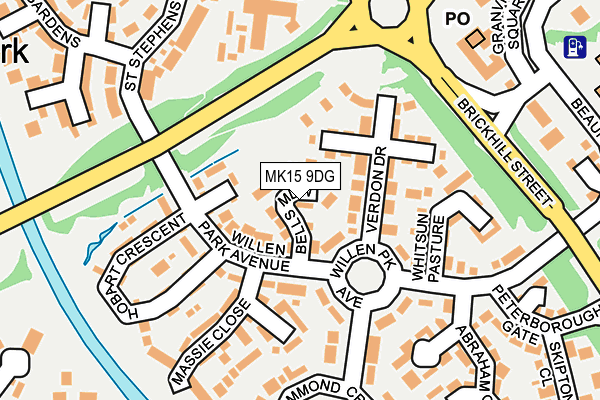 MK15 9DG map - OS OpenMap – Local (Ordnance Survey)