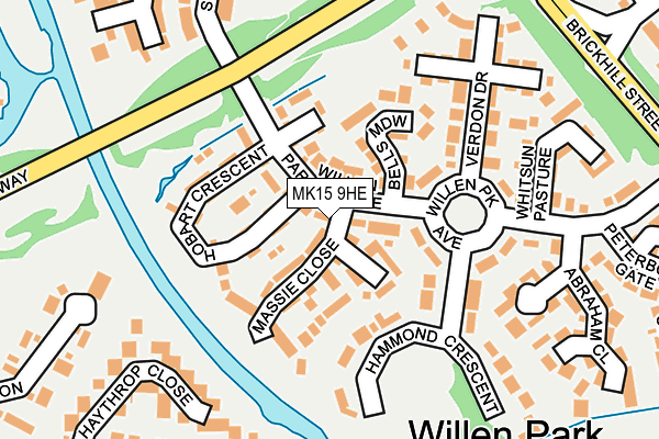 MK15 9HE map - OS OpenMap – Local (Ordnance Survey)