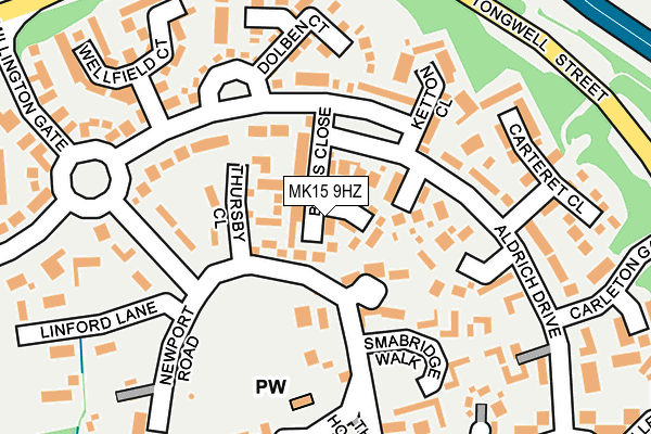 MK15 9HZ map - OS OpenMap – Local (Ordnance Survey)