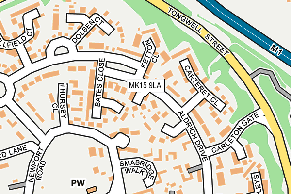 MK15 9LA map - OS OpenMap – Local (Ordnance Survey)