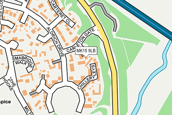 MK15 9LB map - OS OpenMap – Local (Ordnance Survey)