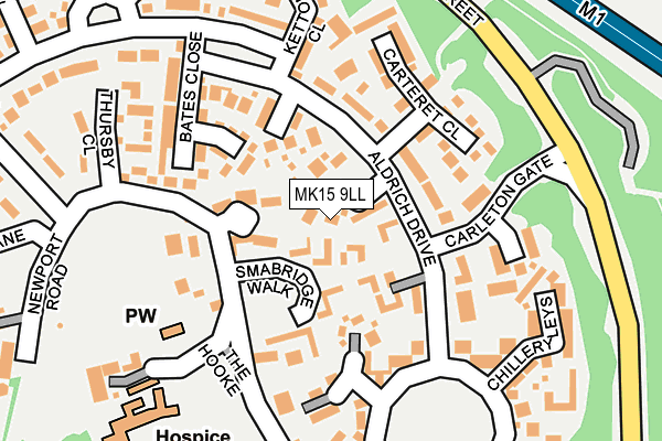 MK15 9LL map - OS OpenMap – Local (Ordnance Survey)