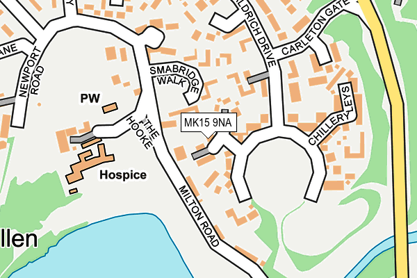 MK15 9NA map - OS OpenMap – Local (Ordnance Survey)