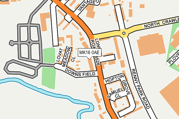 MK16 0AE map - OS OpenMap – Local (Ordnance Survey)