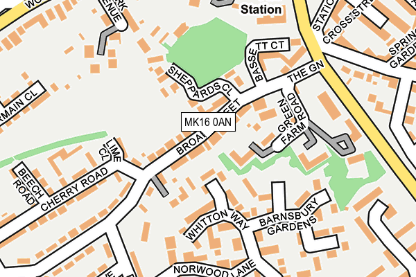 MK16 0AN map - OS OpenMap – Local (Ordnance Survey)