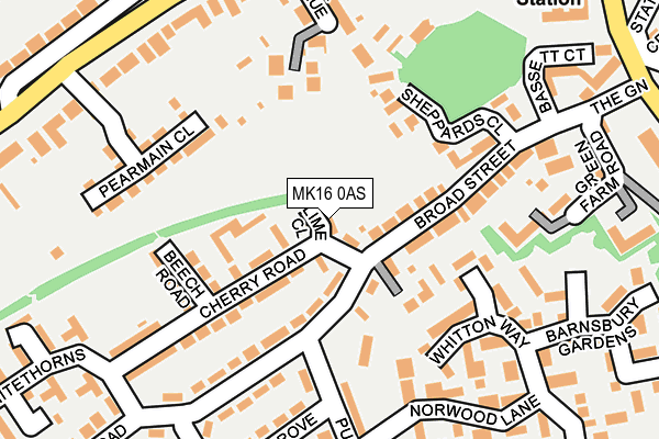 MK16 0AS map - OS OpenMap – Local (Ordnance Survey)