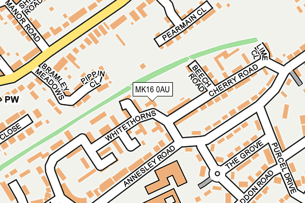 MK16 0AU map - OS OpenMap – Local (Ordnance Survey)