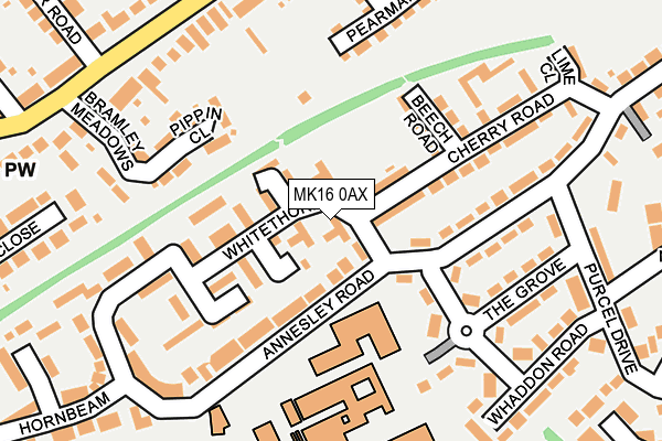 MK16 0AX map - OS OpenMap – Local (Ordnance Survey)