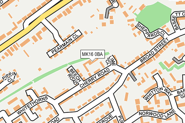 MK16 0BA map - OS OpenMap – Local (Ordnance Survey)