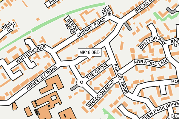 MK16 0BD map - OS OpenMap – Local (Ordnance Survey)