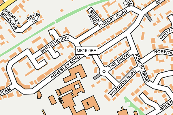 MK16 0BE map - OS OpenMap – Local (Ordnance Survey)