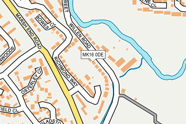 MK16 0DE map - OS OpenMap – Local (Ordnance Survey)