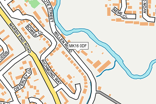MK16 0DF map - OS OpenMap – Local (Ordnance Survey)