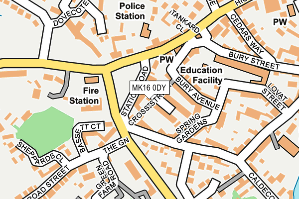 MK16 0DY map - OS OpenMap – Local (Ordnance Survey)