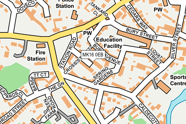 MK16 0EB map - OS OpenMap – Local (Ordnance Survey)
