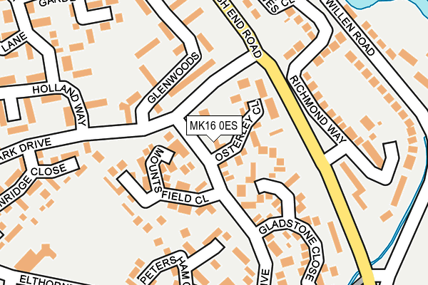 MK16 0ES map - OS OpenMap – Local (Ordnance Survey)