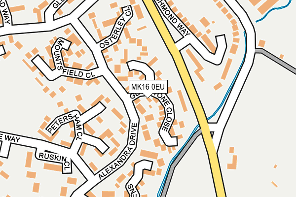 MK16 0EU map - OS OpenMap – Local (Ordnance Survey)