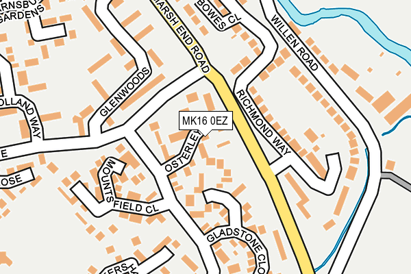 MK16 0EZ map - OS OpenMap – Local (Ordnance Survey)
