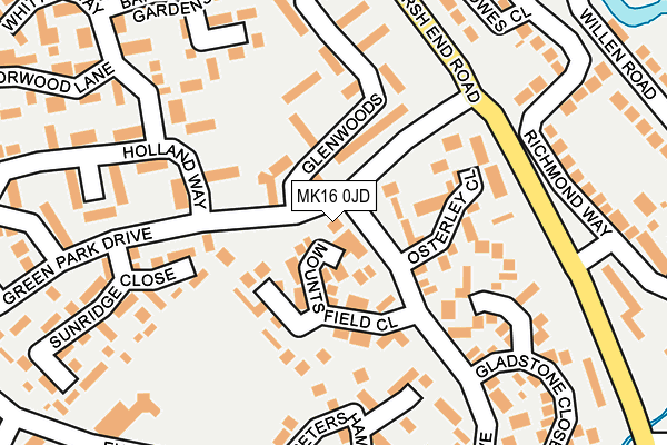 MK16 0JD map - OS OpenMap – Local (Ordnance Survey)