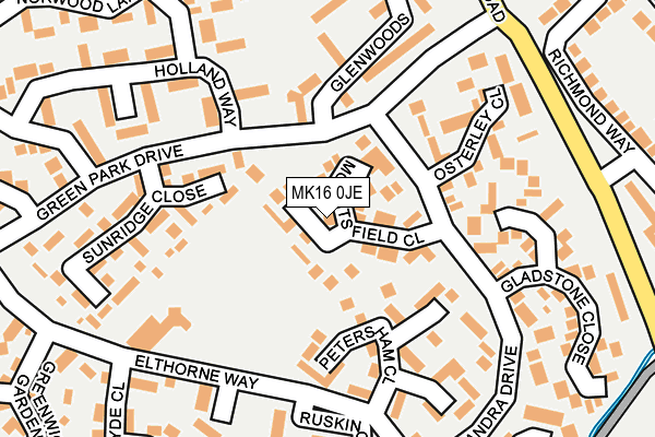 MK16 0JE map - OS OpenMap – Local (Ordnance Survey)
