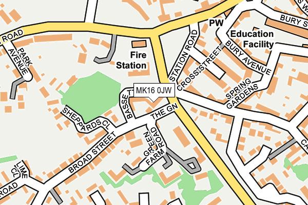 MK16 0JW map - OS OpenMap – Local (Ordnance Survey)