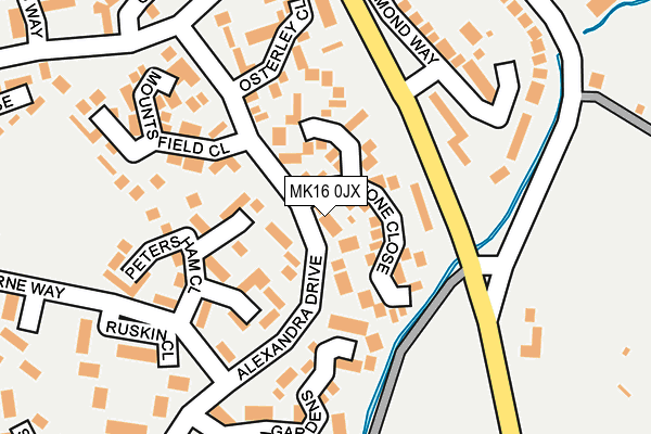 MK16 0JX map - OS OpenMap – Local (Ordnance Survey)