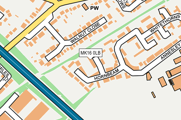 MK16 0LB map - OS OpenMap – Local (Ordnance Survey)