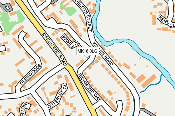 MK16 0LG map - OS OpenMap – Local (Ordnance Survey)