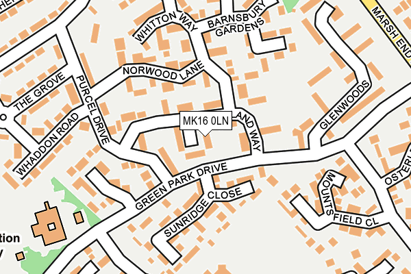 MK16 0LN map - OS OpenMap – Local (Ordnance Survey)