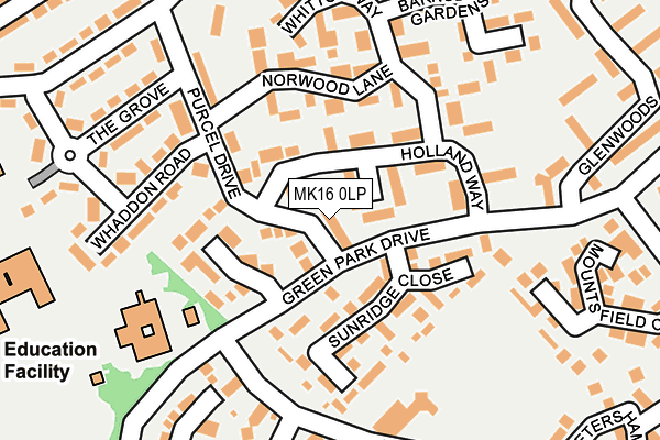 MK16 0LP map - OS OpenMap – Local (Ordnance Survey)