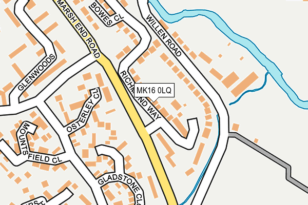 MK16 0LQ map - OS OpenMap – Local (Ordnance Survey)