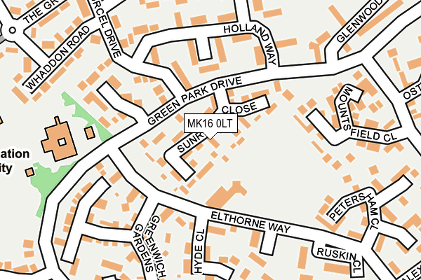 MK16 0LT map - OS OpenMap – Local (Ordnance Survey)