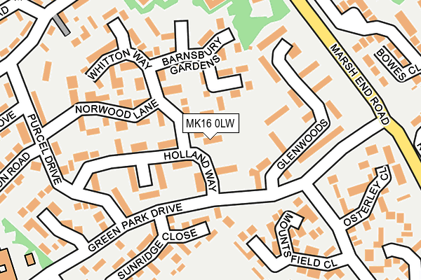 MK16 0LW map - OS OpenMap – Local (Ordnance Survey)