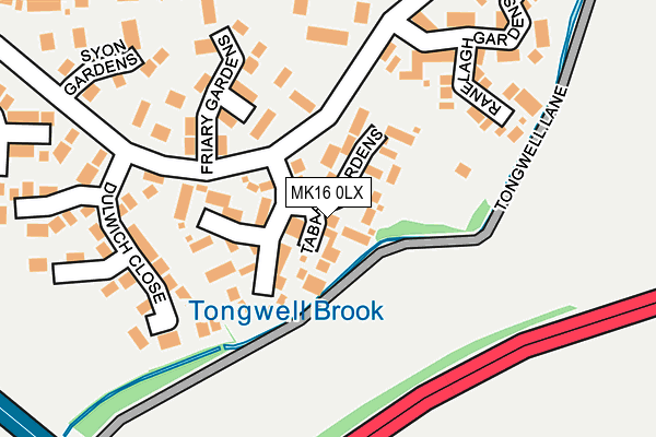 MK16 0LX map - OS OpenMap – Local (Ordnance Survey)