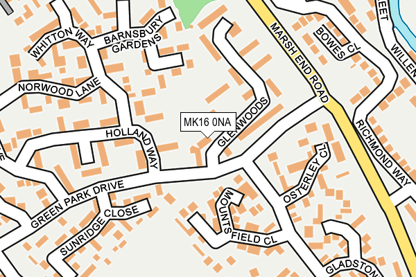 MK16 0NA map - OS OpenMap – Local (Ordnance Survey)