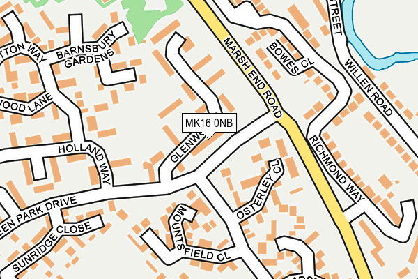 MK16 0NB map - OS OpenMap – Local (Ordnance Survey)